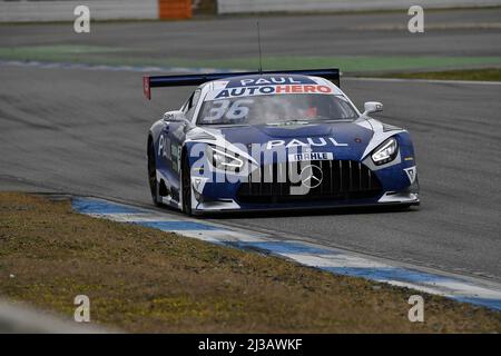 Hockenheim, Deutschland. 06. April 2022. 6.. April 2022, Hockenheimring, Hockenheim, DTM-Testfahrten 2022, Hockenheimring, 5.. - 06.04.2022. April, im Bild Arjun Maini, Mercedes-AMG HRT/dpa/Alamy Live News Stockfoto