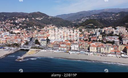 Eine lange Exposition der Gemeinde Varazze in Savona, Ligurien, Italien Stockfoto