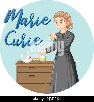 Porträt von Marie Curie in Cartoon-Stil Illustration Stock Vektor