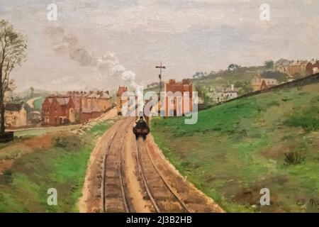 England, London, Somerset House, The Courtauld Gallery, Gemälde mit dem Titel „Lordship Lane Station, Dulwich“ von Camille Pissarro aus dem Jahr 1871 Stockfoto