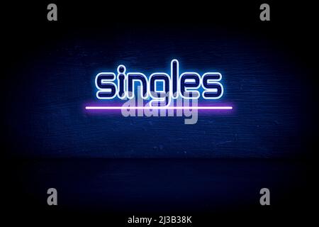 Singles Awareness Day - blaues Neon-Ankündigungsschild Stockfoto