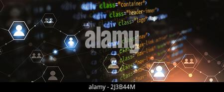 html-Programmierung Web-Codiersprache für Websites und Anwendungen Stockfoto