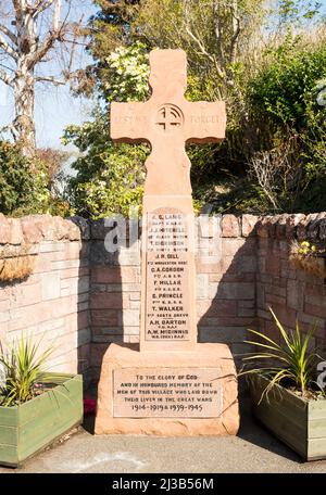 Das Kriegsdenkmal im Dorf Newstead, Scottish Borders, Schottland, Großbritannien Stockfoto