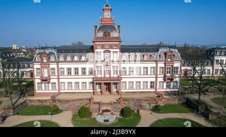 Luftaufnahme vom Historischen Museum Hanau Philippsruhe Palast in Hanau, Deutschland Stockfoto