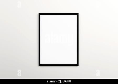 Schwarzer vertikaler Holzrahmen auf Wandhintergrund 3D Abbildung Stockfoto