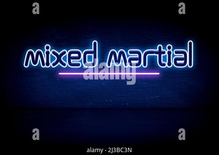 Mixed Martial Arts - blaues Neon-Ankündigungsschild Stockfoto