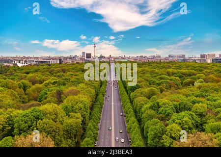 Berlin Deutschland, Skyline von Berlin mit hohem Blickwinkel und Tiergarten Stockfoto