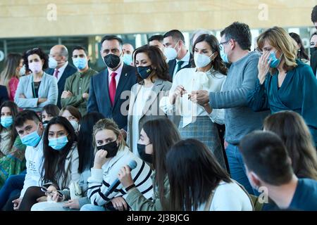 Logrono, La Rja, Spanien. 7. April 2022. Königin Letizia von Spanien nimmt am 7. April 2022 in Logrono, Spanien, an der Bekanntgabe des Gewinners des ''˜Princess of Girona Foundation Award' in der Kategorie 'Sozial' Teil (Bildquelle: © Jack Abuin/ZUMA Press Wire) Stockfoto