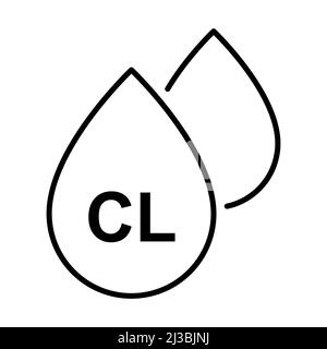 Mit Chlor abtropfen lassen. Wasser mit Chlor lineare Symbolvektor für Grafik-Design, Logo, Website, Social Media, mobile App, ui Stock Vektor