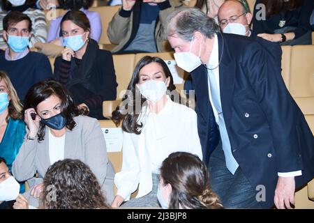 Logrono, La Rja, Spanien. 7. April 2022. Königin Letizia von Spanien nimmt am 7. April 2022 in Logrono, Spanien, an der Bekanntgabe des Gewinners des ''˜Princess of Girona Foundation Award' in der Kategorie 'Sozial' Teil (Bildquelle: © Jack Abuin/ZUMA Press Wire) Stockfoto