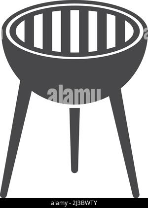 Runder Grill mit Metallstangen-Gitter. Gerät zum Braten von Fleisch Stock Vektor