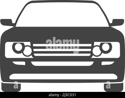 Vorderansicht des Fahrzeugs. Schwarzes Auto-Symbol. Transportsymbol Stock Vektor