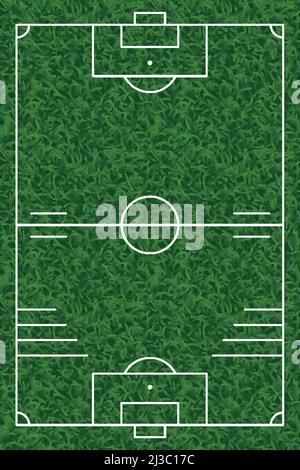 Fußballfeld Schema Draufsicht mit realistischem grünen Gras Stock Vektor