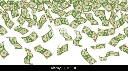 Sinkende Geldscheine. Fliegender grüner Dollar-Cash-Hintergrund Stock Vektor