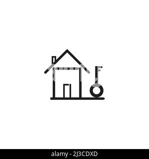 Schlüsselanhänger mit Schlüsselring, zwei Schlüsseln und einem Hängegehäuse. Schlüsselanhänger mit Haus mit Herz Medaillon Vektor-Symbol. Stock Vektor