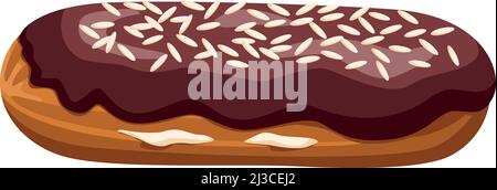 schokoladeneclair. Französisches Gebäck. Süßes Dessert in Cartoon-Dessert Stock Vektor