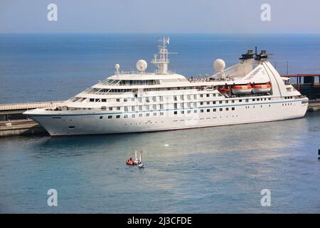 Das Kreuzschiff Star Breeze (ehemals Seabourn Spirit) in Monaco Monte Carlo, Windstar Cruises Stockfoto