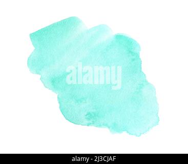 Abstraktes mintgrünes Aquarell auf weißem Hintergrund. Aquarell-Cliparts für Text oder Logo Stockfoto