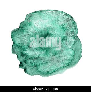 Grüner abstrakter, handgezeichneter Aquarellhintergrund für Text oder Logo. Aquarell Clipart Stockfoto