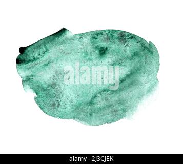 Grüner abstrakter, handgezeichneter Aquarellhintergrund für Text oder Logo. Aquarell Clipart Stockfoto
