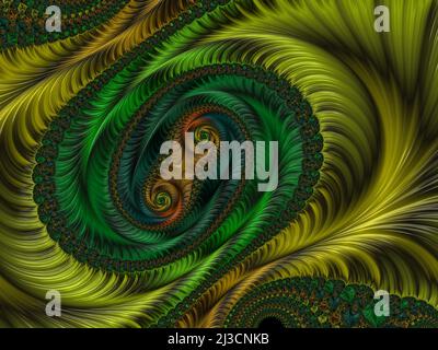 Fraktaler surrealer Hintergrund. Futuristisches wissenschaftliches Design. Dynamische Darstellung. Computergenerierte fraktale Grafiken Stockfoto