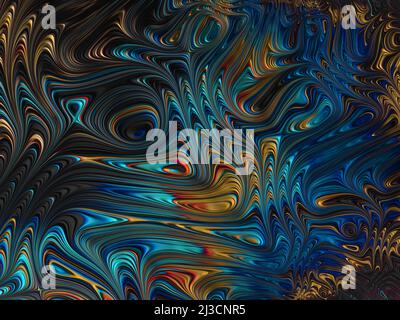 Fraktaler surrealer Hintergrund. Futuristisches wissenschaftliches Design. Dynamische Darstellung. Computergenerierte fraktale Grafiken Stockfoto