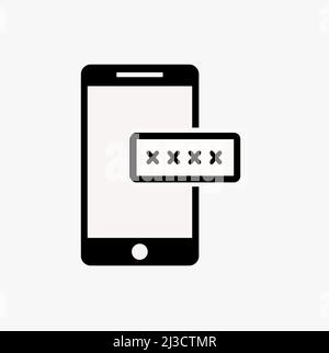 Smartphone-Sicherheit Pixel perfekte lineare Symbol. Benutzerüberprüfung des Mobiltelefons. Anmeldekennwort. Stock Vektor