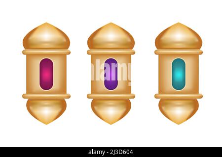 Ein Satz von Laternen Ornament Designs mit verschiedenen Farben, gut für islamische Ornamente Stock Vektor