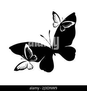 Monochrome Schmetterlinge Abstraktion. Vektorgrafik Stock Vektor