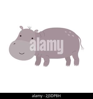 Cartoon funny Hippo isoliert auf weißem Hintergrund Stock Vektor