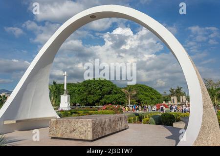 Tourgruppe im National Heroes Park, Kingston, Jamaika, Großantillen, Karibik Stockfoto