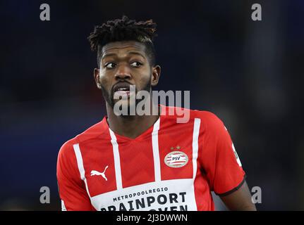 Leicester, England, 7.. April 2022. Ibrahim Sangare vom PSV Eindhoven während des Spiels der UEFA Europa Conference League im King Power Stadium, Leicester. Bildnachweis sollte lauten: Darren Staples / Sportimage Stockfoto