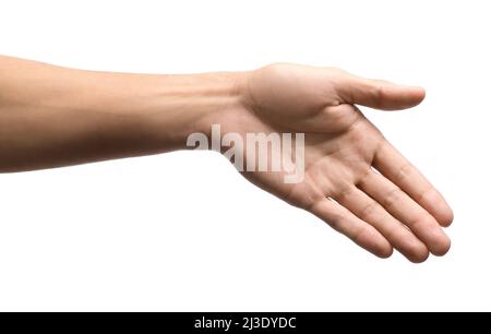 Junge männliche Hand auf weißem Hintergrund Stockfoto