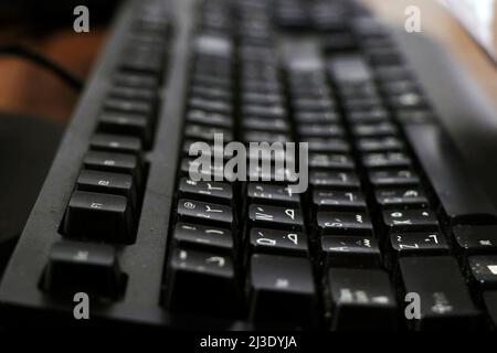 Computer- oder Laptop-Tastatur in Nahaufnahme Stockfoto