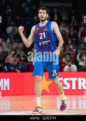 Barcelona, Spanien. 07. April 2022. Alex Abrines vom FC Barcelona während des Euroleague-Spiels von Turkish Airlines zwischen dem FC Barcelona und Maccabi Playtika Tel Aviv im Palau Blaugrana in Barcelona. Bild: DAX Images/Alamy Live News Stockfoto