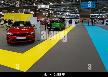 LYON, FRANKREICH, 7. April 2022 : die Lyon Motor Show findet in Eurexpo statt, wo die größten Marken ihre neuen Modelle ausstellen. Stockfoto