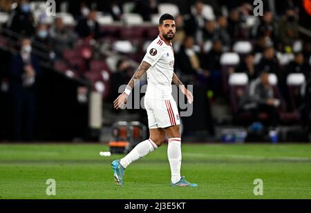 London, Großbritannien. 6. April 2022. Emerson (Lyon) während des Spiels West Ham gegen Olympique Lyonnais im UEFA Europa League Quarter Final im London Stadium, Stratford, London, Großbritannien. Quelle: MARTIN DALTON/Alamy Live News Stockfoto