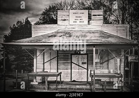 Das Sprott-Geschäft, ehemals das Sprott-Postamt, ist am 5. Dezember 2004 in Marion, Alabama. Der Laden wurde von L.B. gebaut Sprott im Jahr 1881. Stockfoto