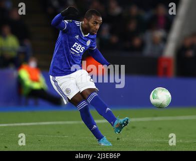 Leicester, England, 7.. April 2022. Ricardo Pereira aus Leicester City während des Spiels der UEFA Europa Conference League im King Power Stadium, Leicester. Bildnachweis sollte lauten: Darren Staples / Sportimage Stockfoto