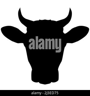 Kuhkopf-Symbol auf weißem Hintergrund. Stierzeichen. Ochsenkopf-Symbol. Flacher Stil. Stockfoto