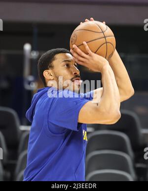 Chase Center, CA, 7.. April 2022: Golden State Warriors gegen Los Angeles Lakers, Trainingseinheit nach dem Spiel. Kredit: Seshadri SUKUMAR/Alamy Live Nachrichten Stockfoto