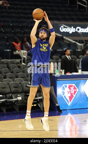 Chase Center, CA, 7.. April 2022: Golden State Warriors gegen Los Angeles Lakers, Trainingseinheit nach dem Spiel. Kredit: Seshadri SUKUMAR/Alamy Live Nachrichten Stockfoto