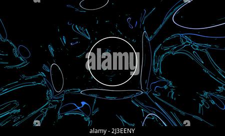 Abstrakt geheimnisvoller Tunnel, sich in Raum und Zeit bewegend, Verzerrung des Raumes. Design. 3D dynamischer Hintergrund, der innerhalb des Weltraumkorridors fliegt. Stockfoto