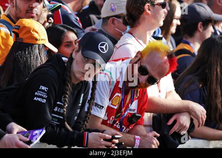 Atmosphäre im Kreislauf – Lüfter. 08.04.2022. Formel 1 Weltmeisterschaft, Rd 3, Großer Preis Von Australien, Albert Park, Melbourne, Australien, Übungstag. Bildnachweis sollte lauten: XPB/Press Association Images. Stockfoto