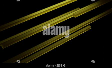 3D Linien diagonal verschieben. Design. Rechteckige Linien bewegen sich diagonal auf schwarzem Hintergrund. Strom von seltenen diagonalen 3D Linien Stockfoto