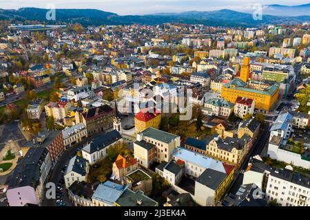 Luftaufnahme von Jablonec nad Nisou, Region Liberec Stockfoto