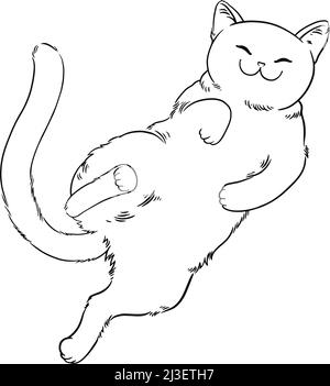Niedliche Cartoon-Katze auf dem Rücken liegen. vektor-Illustration Stock Vektor