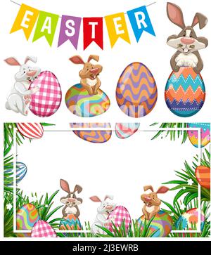 Ostern Thema mit Hase und Eier Illustration Stock Vektor