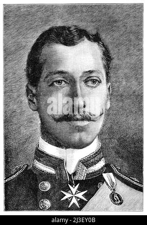 Vintage-Gravur von Prinz Albert Victor, Herzog von Clarence und Avondale, Enkel von Königin Victoria. Stockfoto