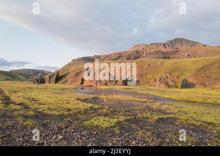 Insel Hochland, Schwemmsandebene um den Highland in Island, Schwemmsandebene um Mælifell Stockfoto